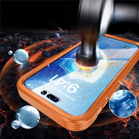 Nárazuvzdorné puzdro so sklom, pre MagSafe pre iPhone 17 Pro Max, oranžové