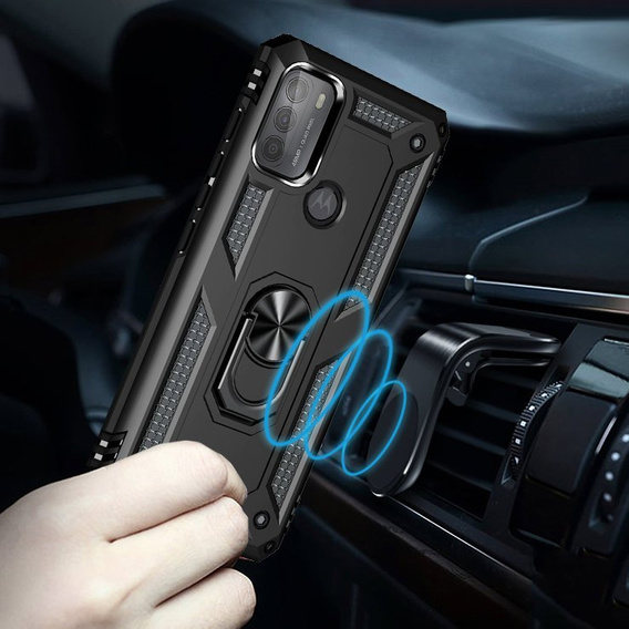 Pancierované obal na mobil pre Motorola Moto G50, Nox Case Ring, čierne