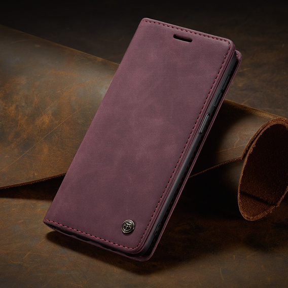 CASEME puzdro pre Xiaomi Redmi Note 10 / 10S, Leather Wallet Case, bordové