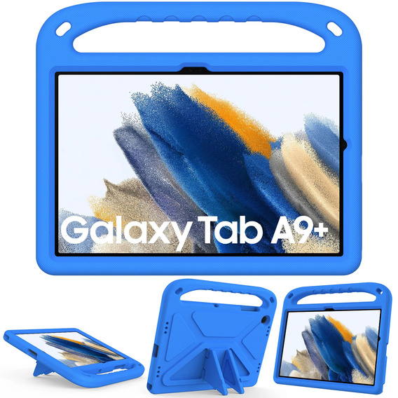 Detské puzdro pre Samsung Galaxy Tab A9+, detské puzdro s rukoväťou, modré