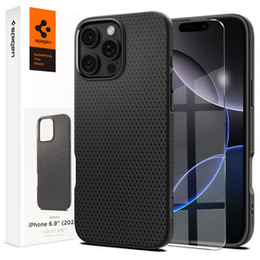 Puzdro Spigen pre iPhone 16 Pro Max, Liquid Air, čierne + tvrdené sklo 9H