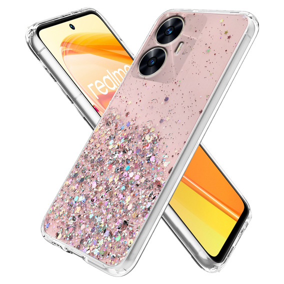 Obal na mobil pre Realme C55, Glittery, ružové