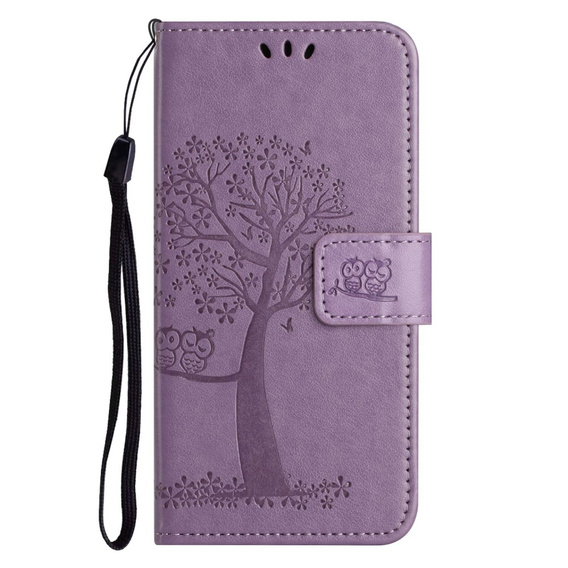 Klapkové puzdro pre Motorola Moto E22 / E22i, Wallet, tree i sowy, fialové