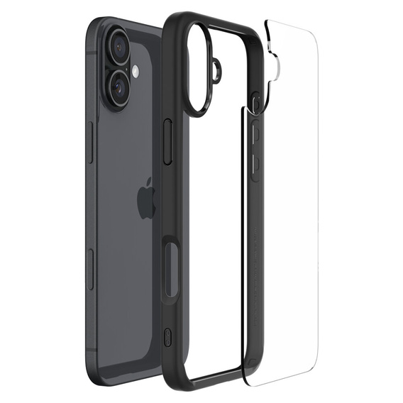 Puzdro Spigen pre iPhone 16 Plus, Ultra Hybrid, čierne + tvrdené sklo 9H