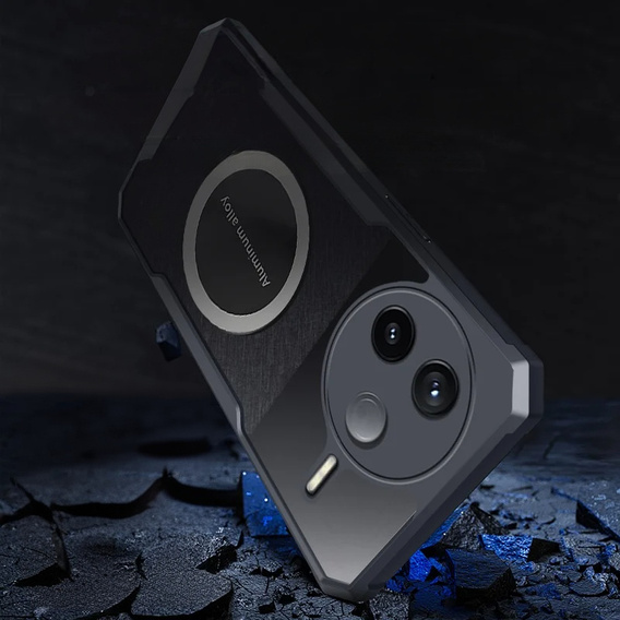 Puzdro pre Xiaomi Redmi Note 14 Pro/Pro+ 5G, s magnetickým štítkom, transparentné / čierne