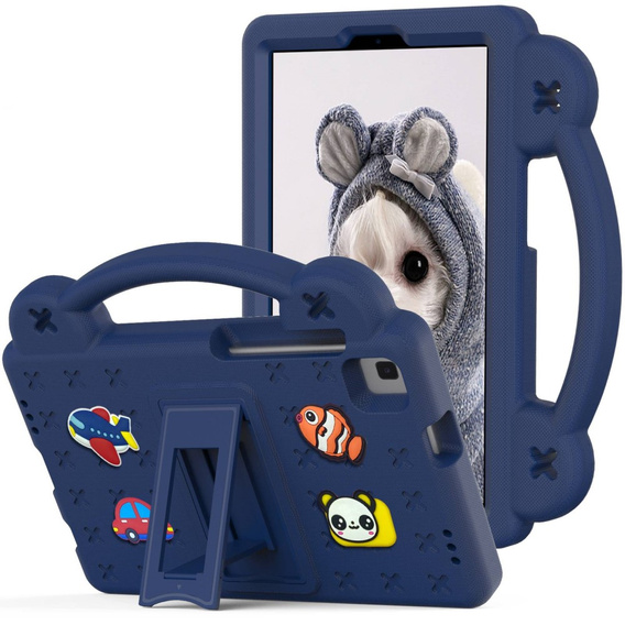 Detské puzdro pre Samsung Galaxy Tab A7 Lite 8.7 T220/T225, Cute Patterns, so stojanom, tmavomodré