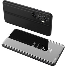 Obal na mobil pre Samsung Galaxy A15, Clear View, čierne + 9H sklo