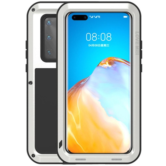 Love Mei Obal na mobil pre Huawei P40 Pro, armored without glass, strieborné