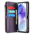 Puzdro CASEME pre Samsung Galaxy A55 5G, RFID Leather Wallet, s popruhom cez rameno, fialové