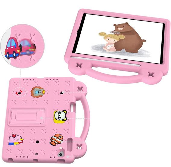Detské puzdro pre iPad 9.7" 2018/2017 (6/5 gen.) / Pro 9.7" 2016, Cute Patterns, so stojanom, ružové