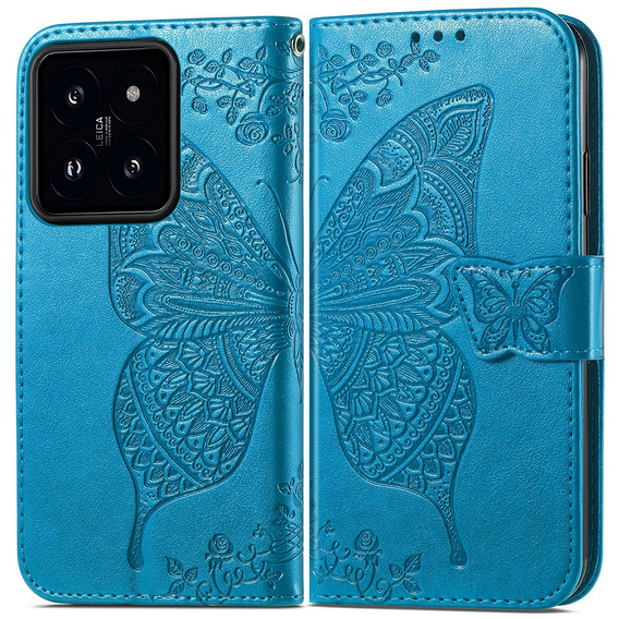 Klapkové puzdro pre Xiaomi 14T Pro, Butterfly, modré