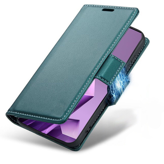 Puzdro pre Infinix Note 50 Pro, ERBORD Glossy Litchi, flipová peňaženka, zelený
