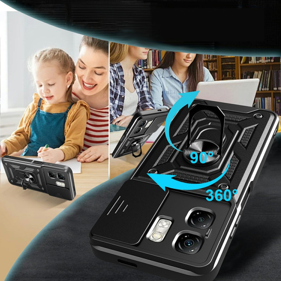 Obal na mobil pre Infinix Hot 50i 4G, CamShield Slide, čierne