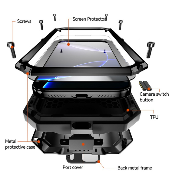 Puzdro R-JUST s ochranným sklom a stojanom pre iPhone 17 Pro Max