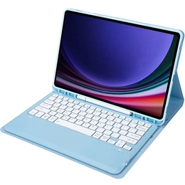 Puzdro + klávesnica Samsung Galaxy Tab S9+, Leather Pen Slot, svetlomodré
