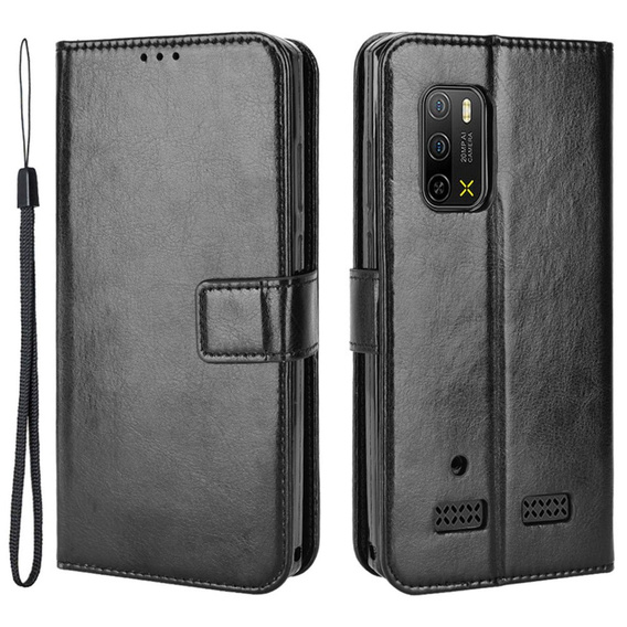 Klapkové puzdro pre Ulefone Armor X10 / X10 Pro, Crazy Horse Wallet, čierne