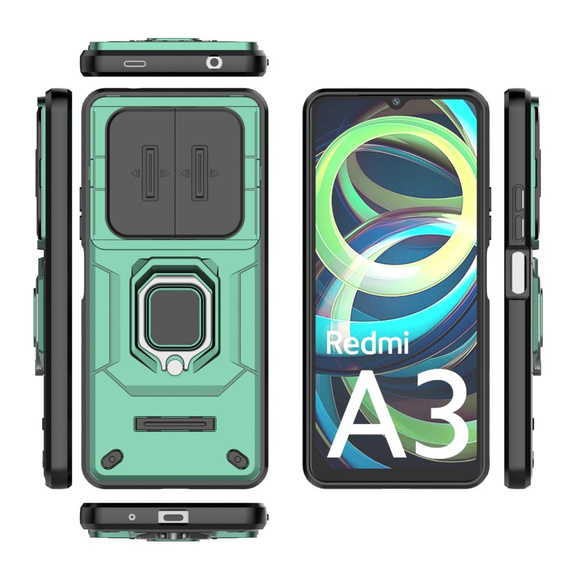 Puzdro pre Xiaomi Redmi A3, KickStand Camera Lens, zelený