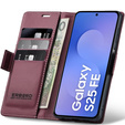 Puzdro pre Samsung Galaxy S25 FE, ERBORD Glossy Litchi, flipová peňaženka, červené