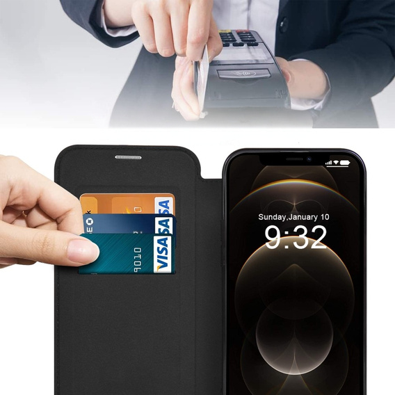 Klapkové puzdro pre iPhone 12 Pro, RFID Wallet MagSafe CamShield, čierne