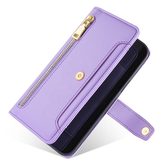 Klapkové puzdro pre Motorola Edge 40 Neo, Wallet Zipper Pocket, fialové
