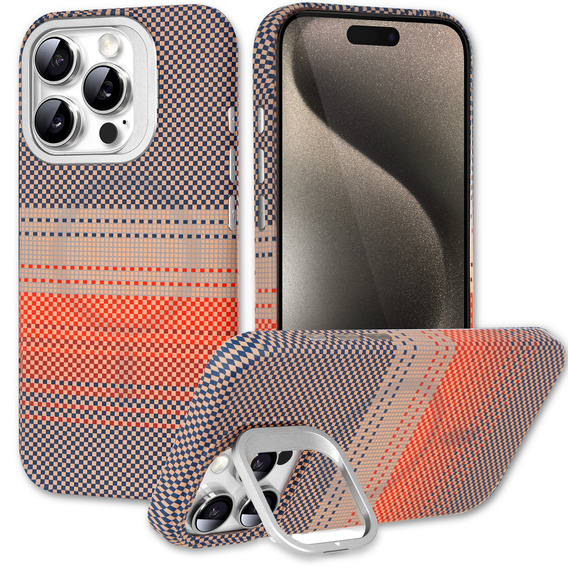 Puzdro pre iPhone 15 Pro Max, Frame Kickstand, pre MagSafe, Sunset Grey