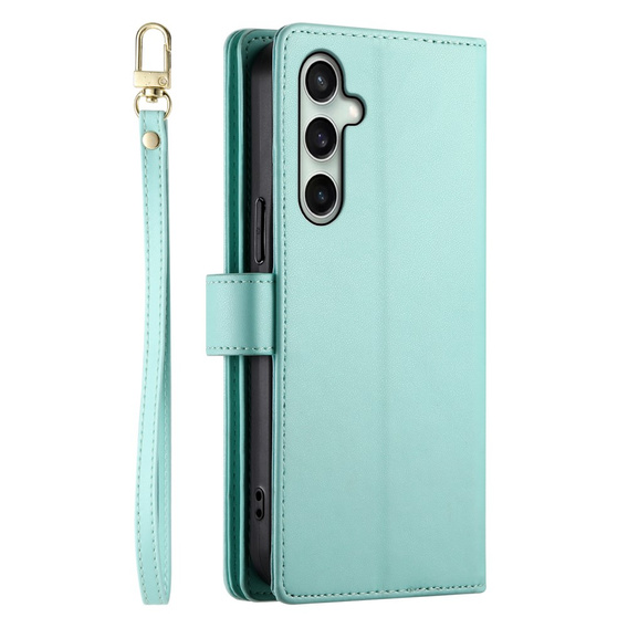 Klapkové puzdro pre Samsung Galaxy S24 FE, Wallet Zipper Pocket, zelený