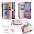 Puzdro CASEME pre Samsung Galaxy S25 FE, RFID Leather Wallet, s popruhom cez rameno, ružové