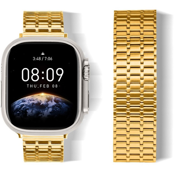 Oceľový náramok pre Apple Watch 1/2/3/4/5/6/7/8/SE/ULTRA 42/44/45/49 MM - zlatý