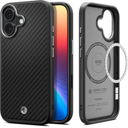 Spigen Enzo Aramid MagSafe puzdro pre iPhone 17, čierna / strieborná