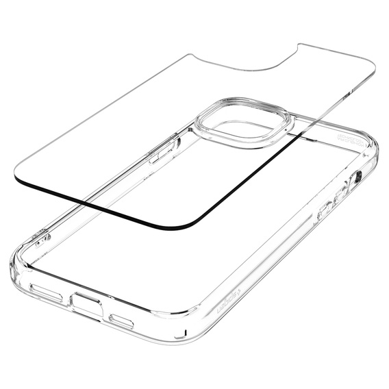 Puzdro Spigen pre iPhone 15, Ultra Hybrid, priehľadné + tvrdené sklo 9H