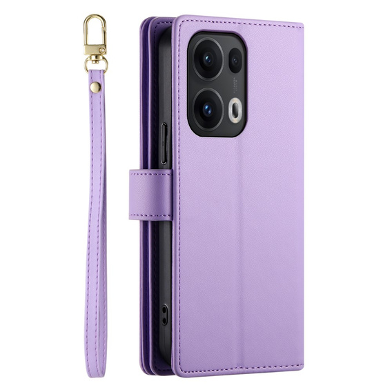 Klapkové puzdro pre Oppo Reno 13 Pro 5G, Wallet Zipper Pocket, fialové