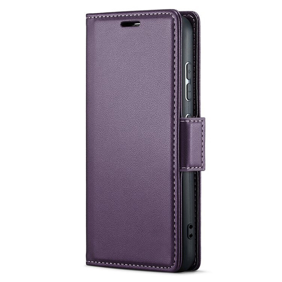 Puzdro pre Samsung Galaxy S23 FE, ERBORD Glossy Litchi, flipová peňaženka, fialové
