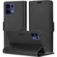 Puzdro pre Oppo Reno 13, ERBORD Glossy Litchi, flipová peňaženka, čierne