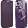 Klapkové puzdro pre iPhone 14 Pro Max, RFID Wallet MagSafe CamShield, fialové