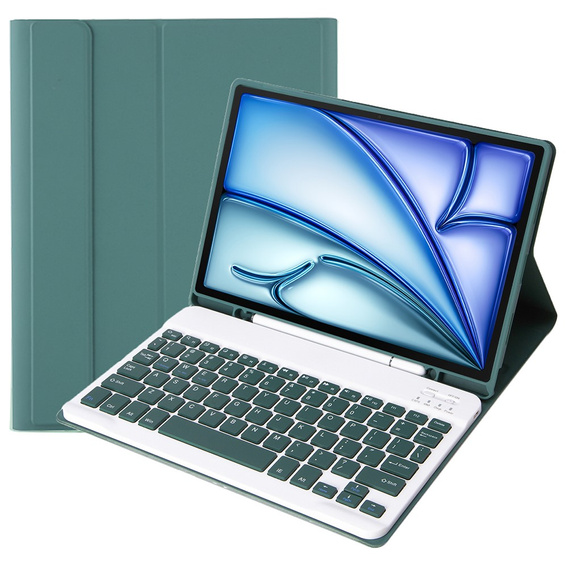 Puzdro + klávesnica Apple iPad Air 11" 6 gen. 2024, Leather Pen Slot, tmavozelené
