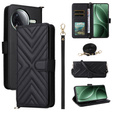 Puzdro s chlopňou pre Xiaomi Poco F7 Ultra, Crossbody Leather Wallet, čierne