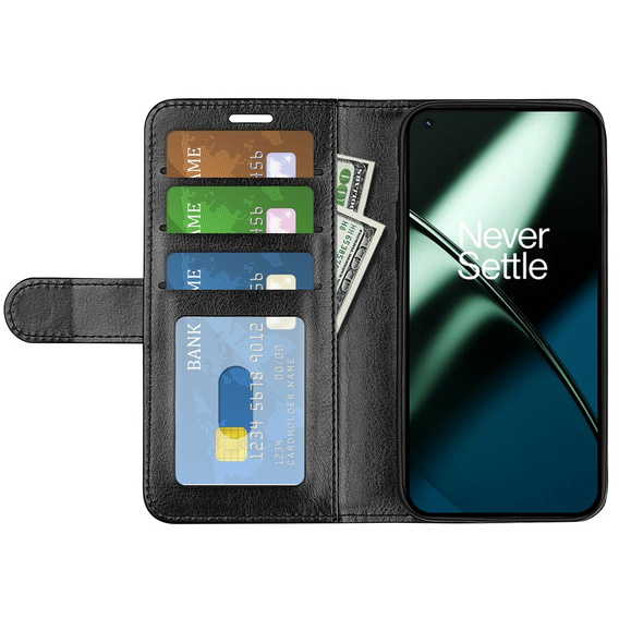 Klapkové puzdro pre OnePlus 11 5G, Wallet Case, čierne