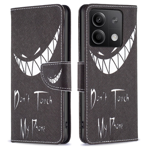 Klapkové puzdro pre Xiaomi Redmi Note 13 5G, Wallet, Don't Touch My Phone čierne