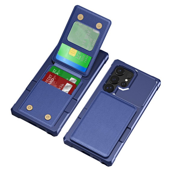 Puzdro pre Samsung Galaxy S25 Ultra, Card Holder Kickstand, tmavomodré