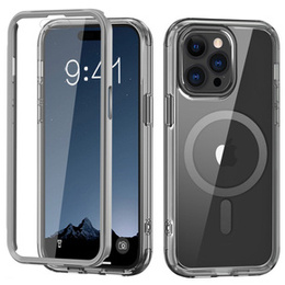 Puzdro pre iPhone 16 Pro Max, Shockproof Hybrid, s fóliou na displej, pre MagSafe, sivé