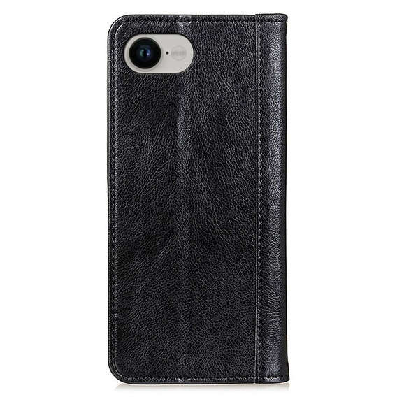 Obal na mobil pre Iphone 16E, Wallet Litchi Leather, čierne