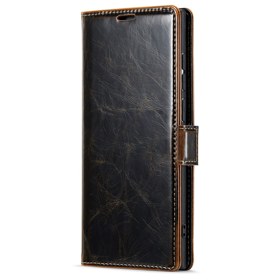 Klapkové puzdro pre Samsung Galaxy S23 Ultra, ERBORD Waxy Wallet, hnedé