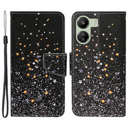 Klapkové puzdro pre Xiaomi Redmi 13C / Poco C65, Wallet, Stars, čierne