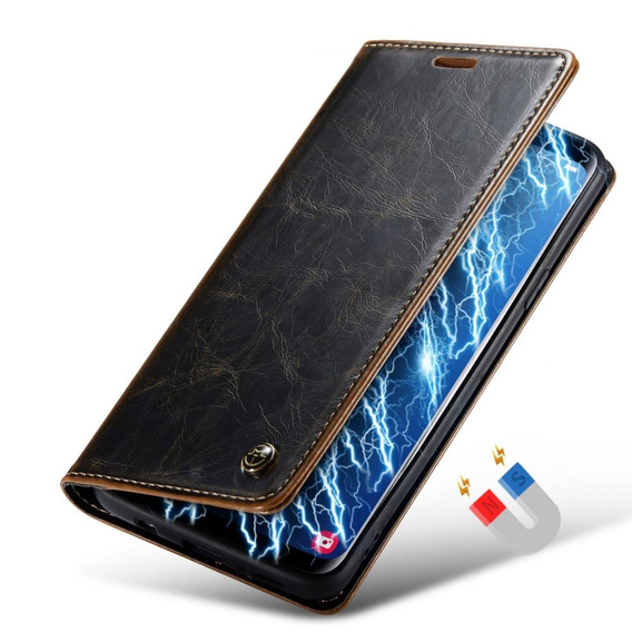 CASEME flipové puzdro pre Samsung Galaxy S9+ Plus, Waxy Textured, káva