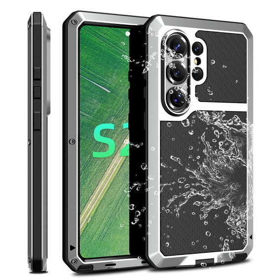 Puzdro s integrovaným sklom pre Samsung Galaxy S26 Ultra, strieborné