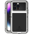Love Mei Obal na mobil pre iPhone 14 Pro Max, armored with glass, strieborné