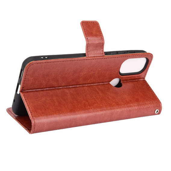 Klapkové puzdro pre Motorola Moto E20/E30/E40, Crazy Horse Wallet, hnedé
