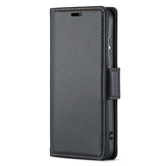 Puzdro pre Oppo Reno 14 F / 14 FS, ERBORD Glossy Litchi, flipová peňaženka, čierne