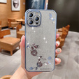 Puzdro pre iPhone 13 Pro Max, Glitter Flower, modré