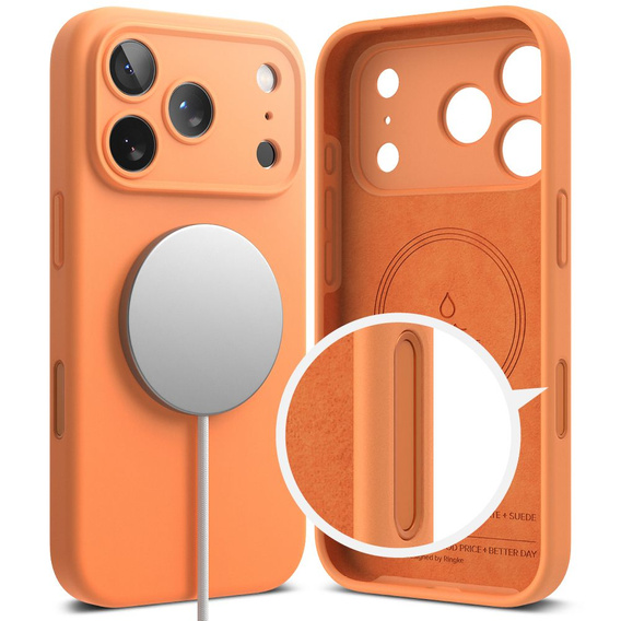 Puzdro Ringke pre iPhone 17 Pro Max, silikónové magnetické puzdro MagSafe, mandarínka